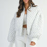 Bow Print Oversized Bomber Jacket - Cowgirl Charm