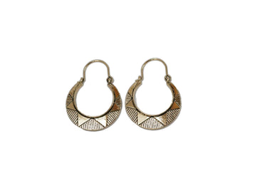 Burnished Gold Sun Stamped Hoop Earring - Cowgirl Charm