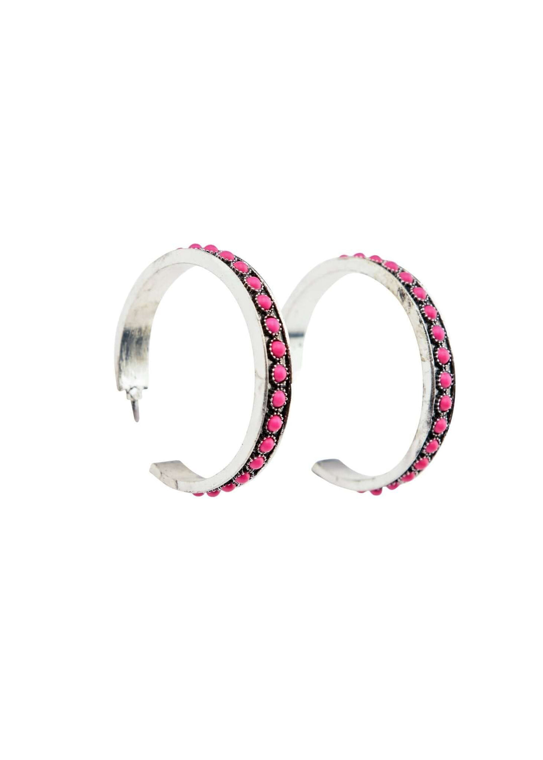 Burnished Silver and Pink Hoop Earring - Cowgirl Charm