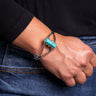 Burnished Silver Cuff with Rectangular Turquoise Stone - Cowgirl Charm