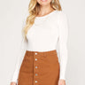 Button Down Front Twill Skirt - Cowgirl Charm