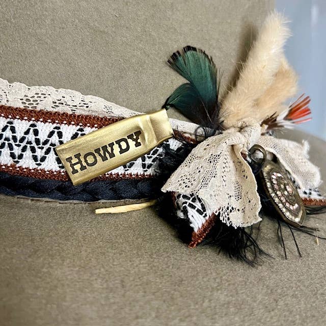 Smashed bullet casing lapel pin - HOWDY