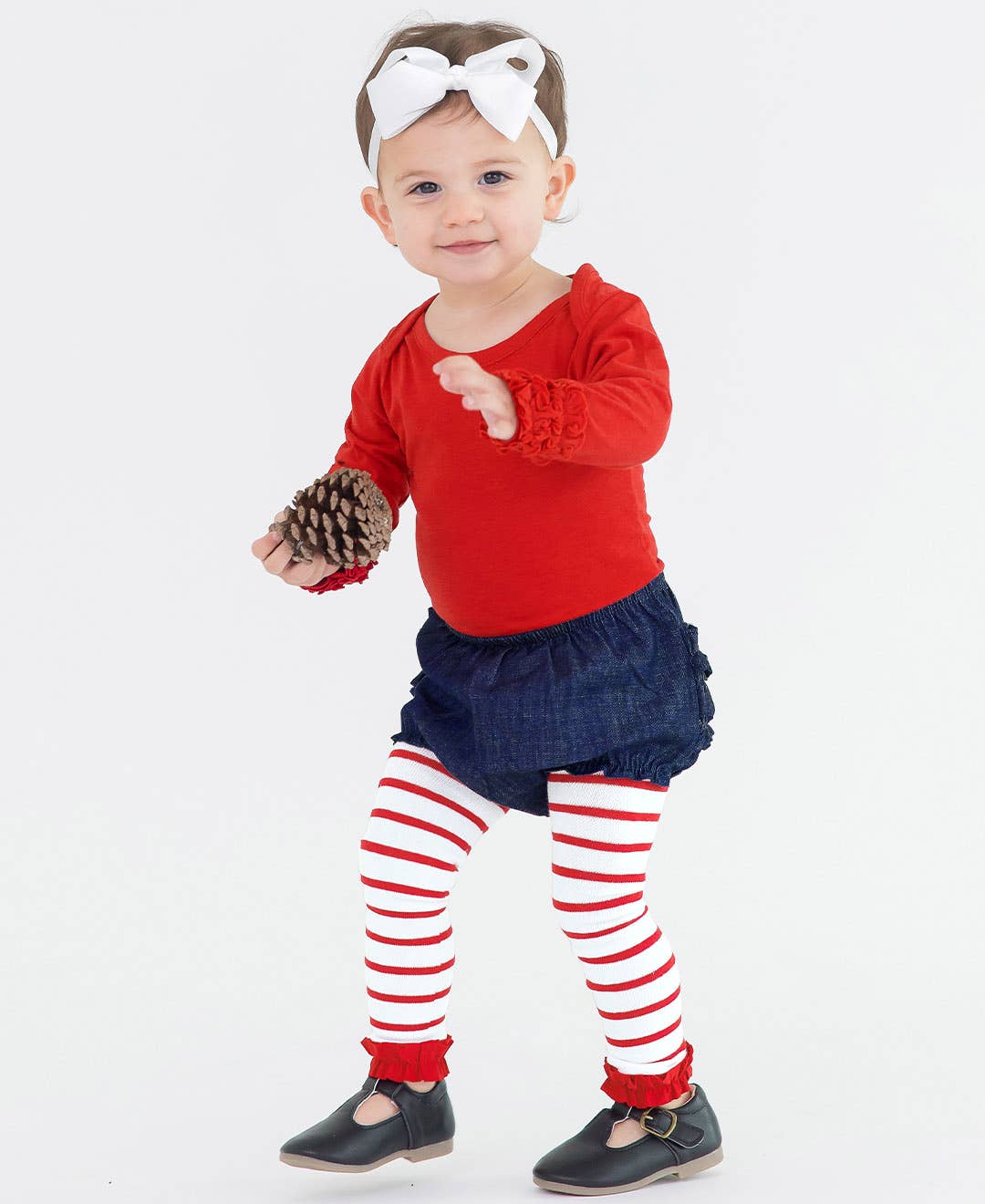 Baby Girls Dark Wash Woven RuffleButt Bloomer