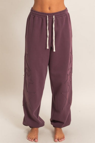 Plum Star Appliqué Sweatpants | Women's Cozy Joggers
