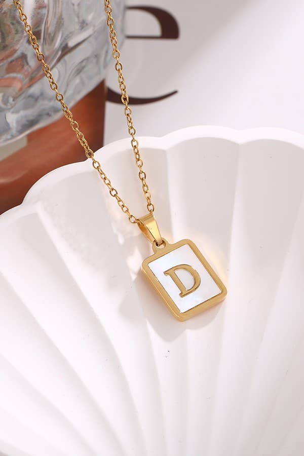 MOP  INITIAL STAINLESS STEEL TARNISH FREE NECKLACE |