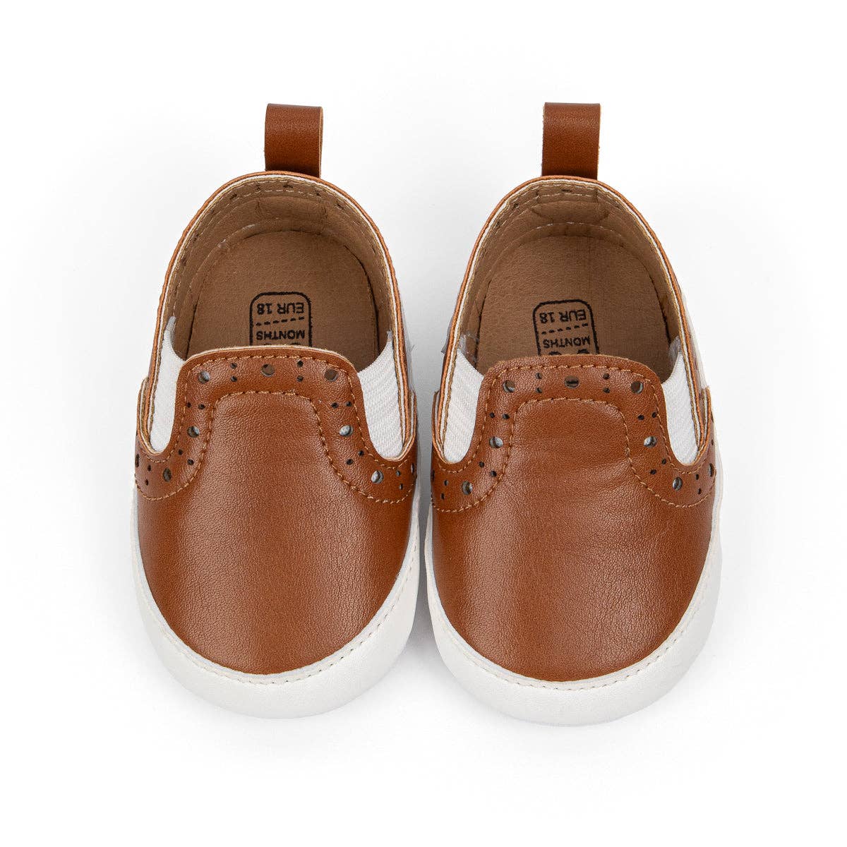 Brown Pleather slide of baby shoes