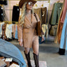 Camel Long Sleeve Blazer Romper - Cowgirl Charm