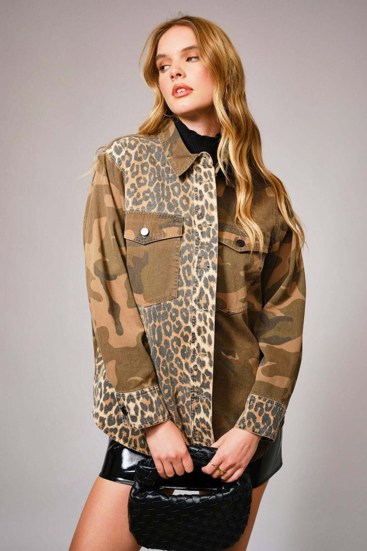 Camo Leopard Snap Jacket - Cowgirl Charm