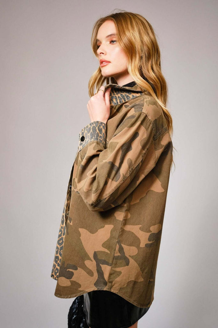 Camo Leopard Snap Jacket - Cowgirl Charm