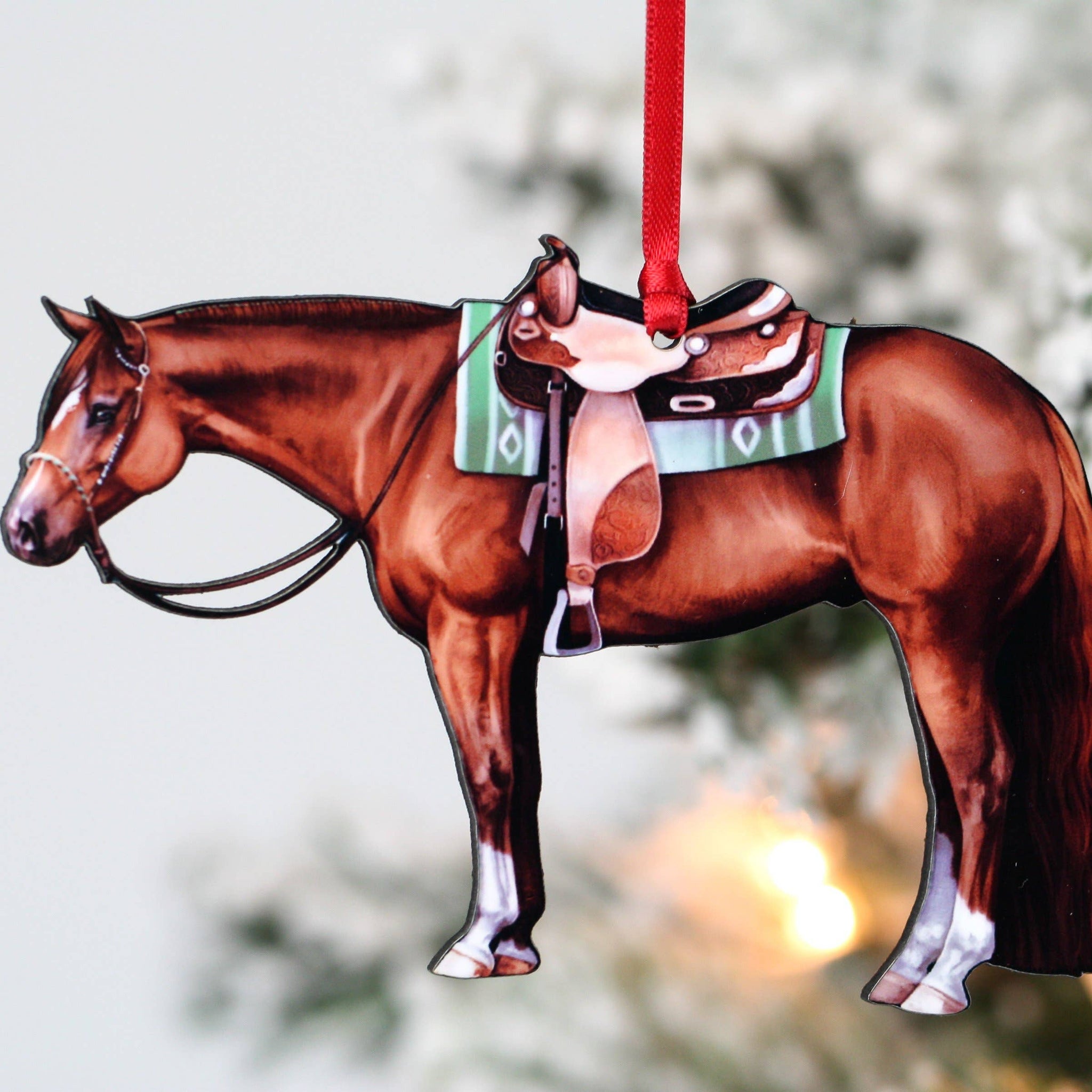 Chestnut Western Quarter Horse Ornament