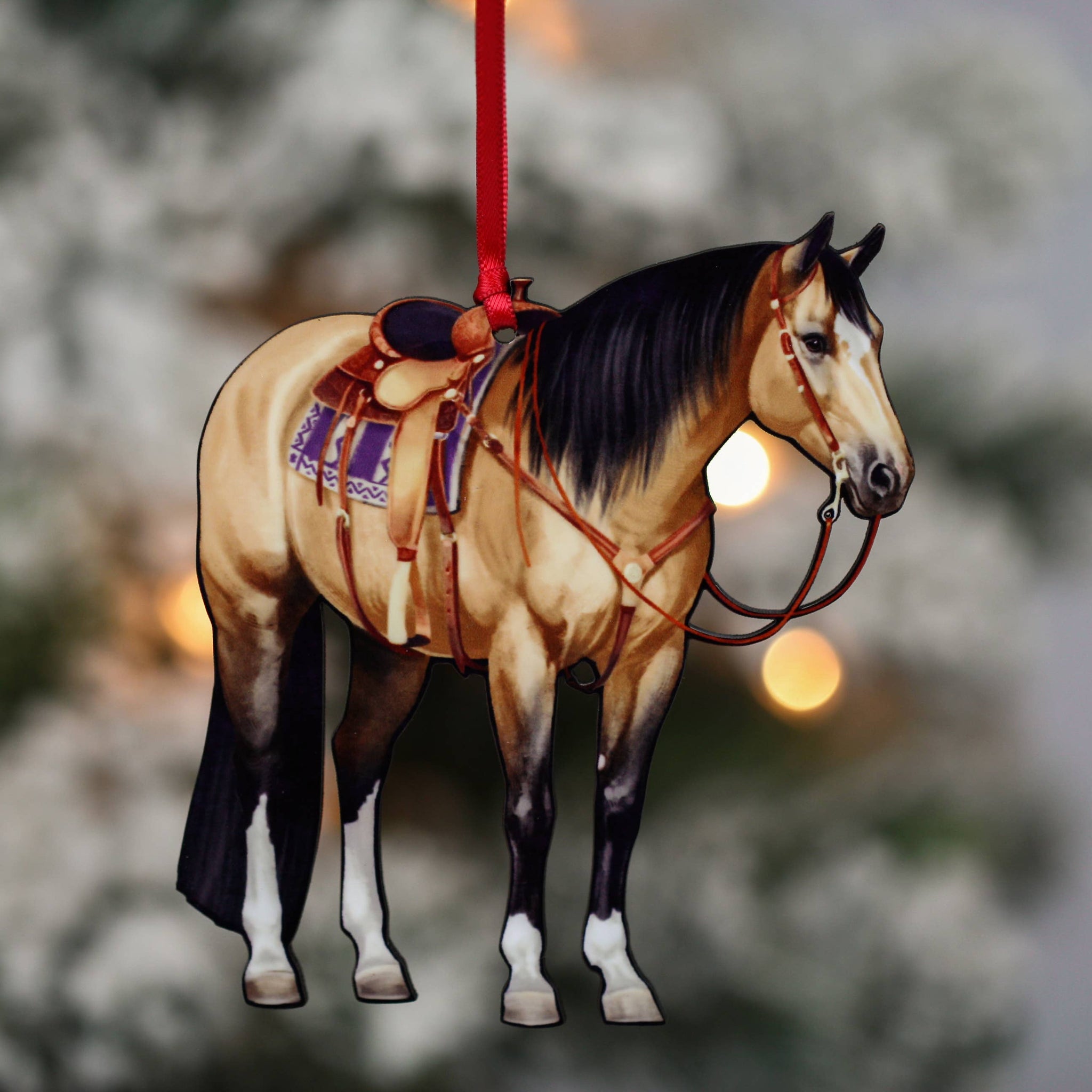 Buckskin Western Ranch Horse Ornament - Quarter Horse Decor