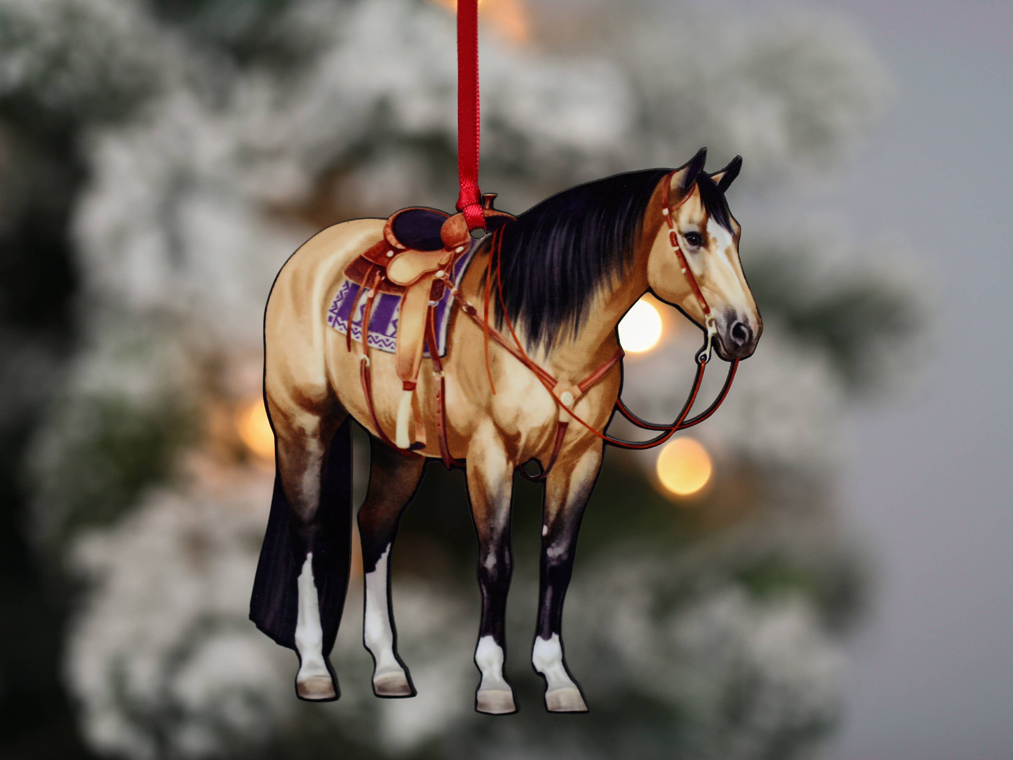 Buckskin Western Ranch Horse Ornament - Quarter Horse Decor