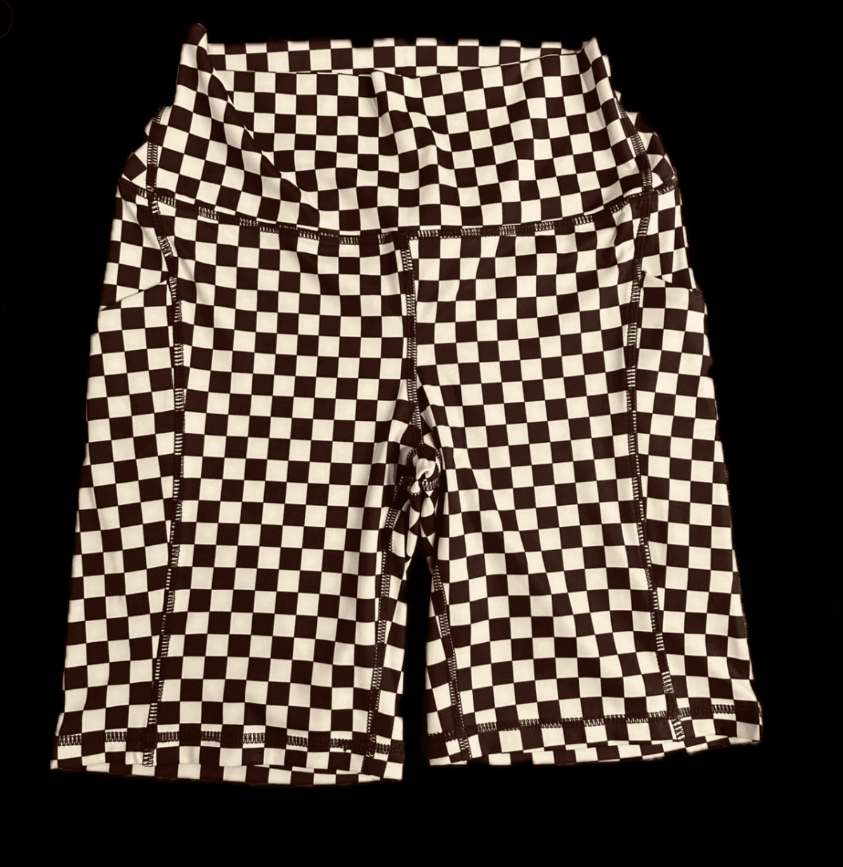 Rodeo Hippie checkered biker shorts in black and white, activewear with a stylish checkered pattern and fitted design.