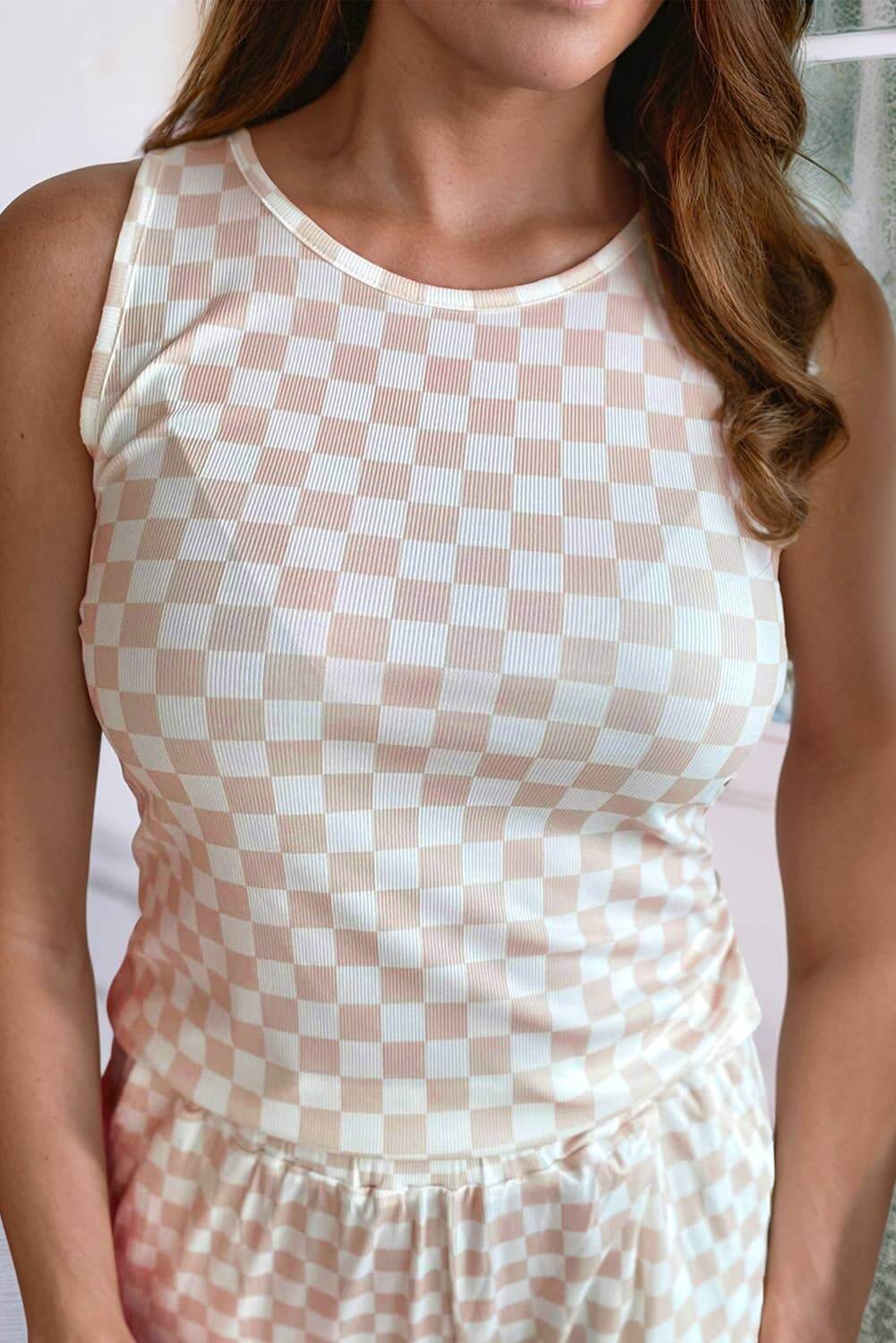 Checkered Print 2pcs Tank and Pants Set - Cowgirl Charm