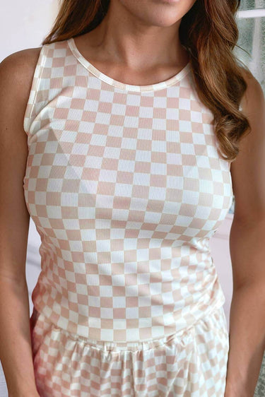 Checkered Print 2pcs Tank and Pants Set - Cowgirl Charm