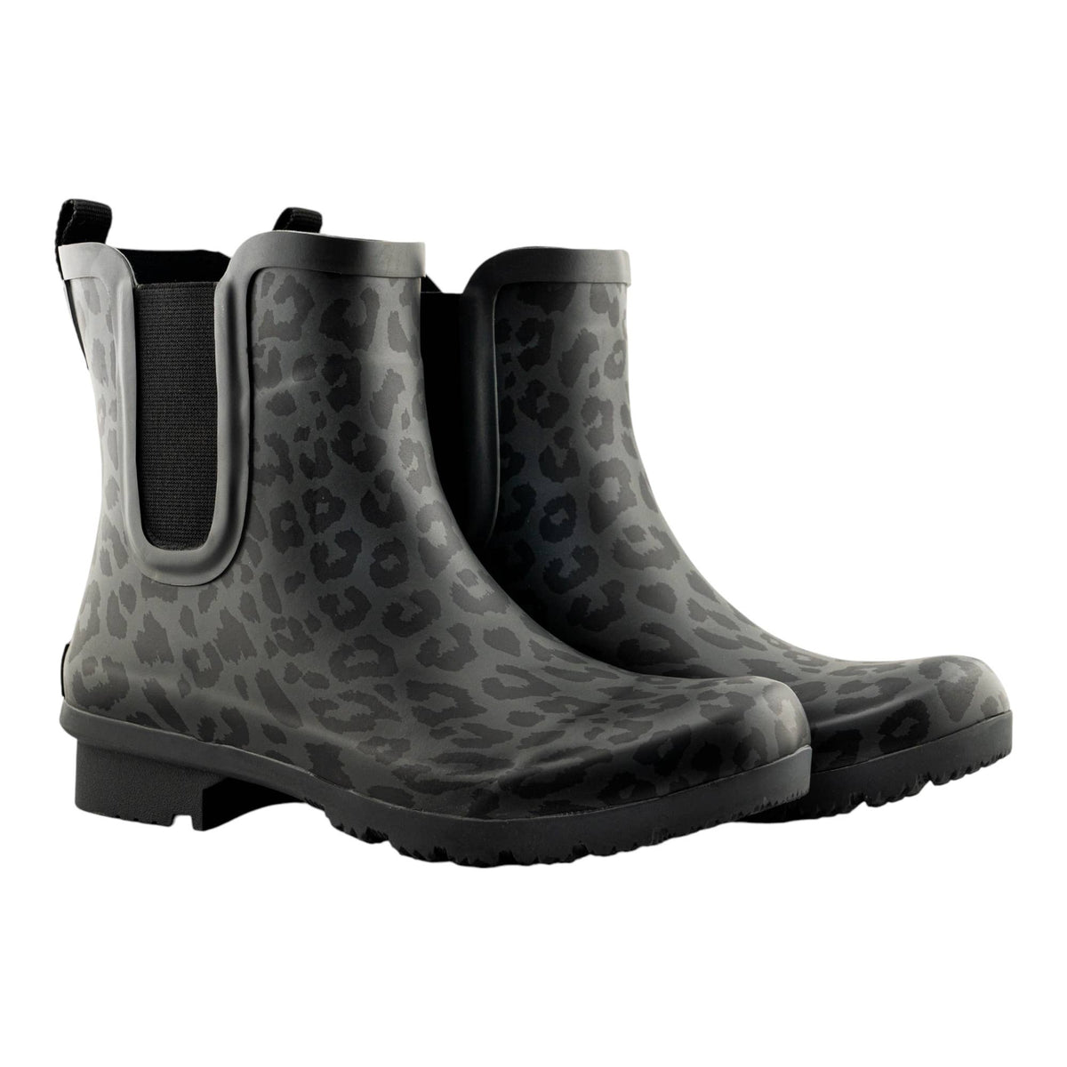 Roma Boots Chelsea Matte Leopard women's rain boots with a stylish leopard print and matte finish, perfect for wet weather.