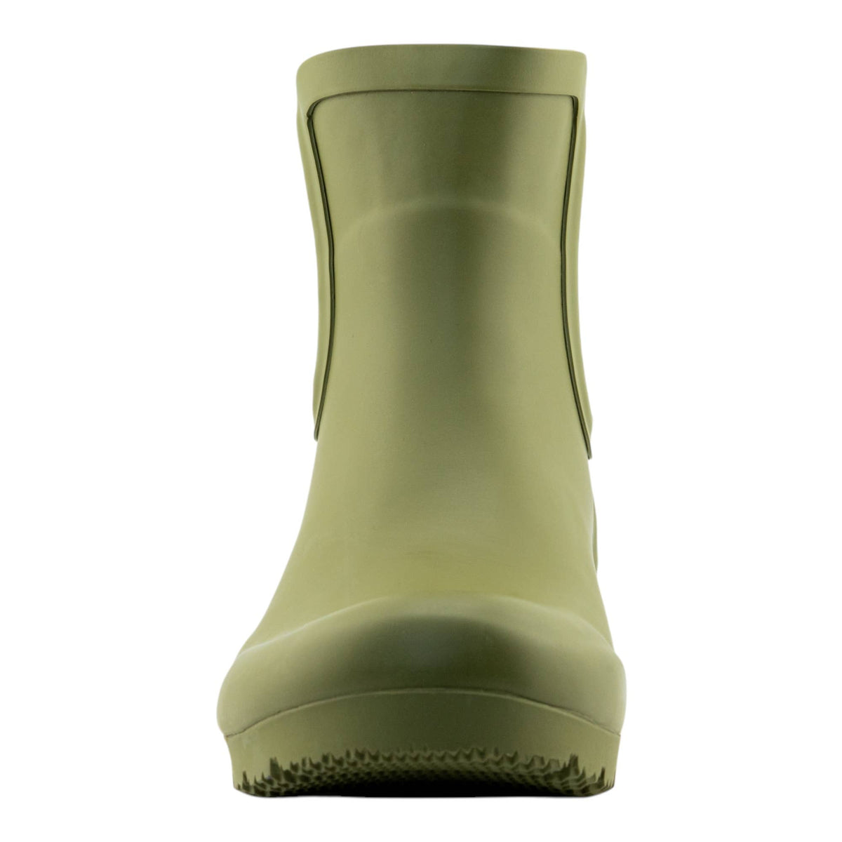 Roma Boots Chelsea matte olive women's ankle rain boots with sleek design and waterproof features.