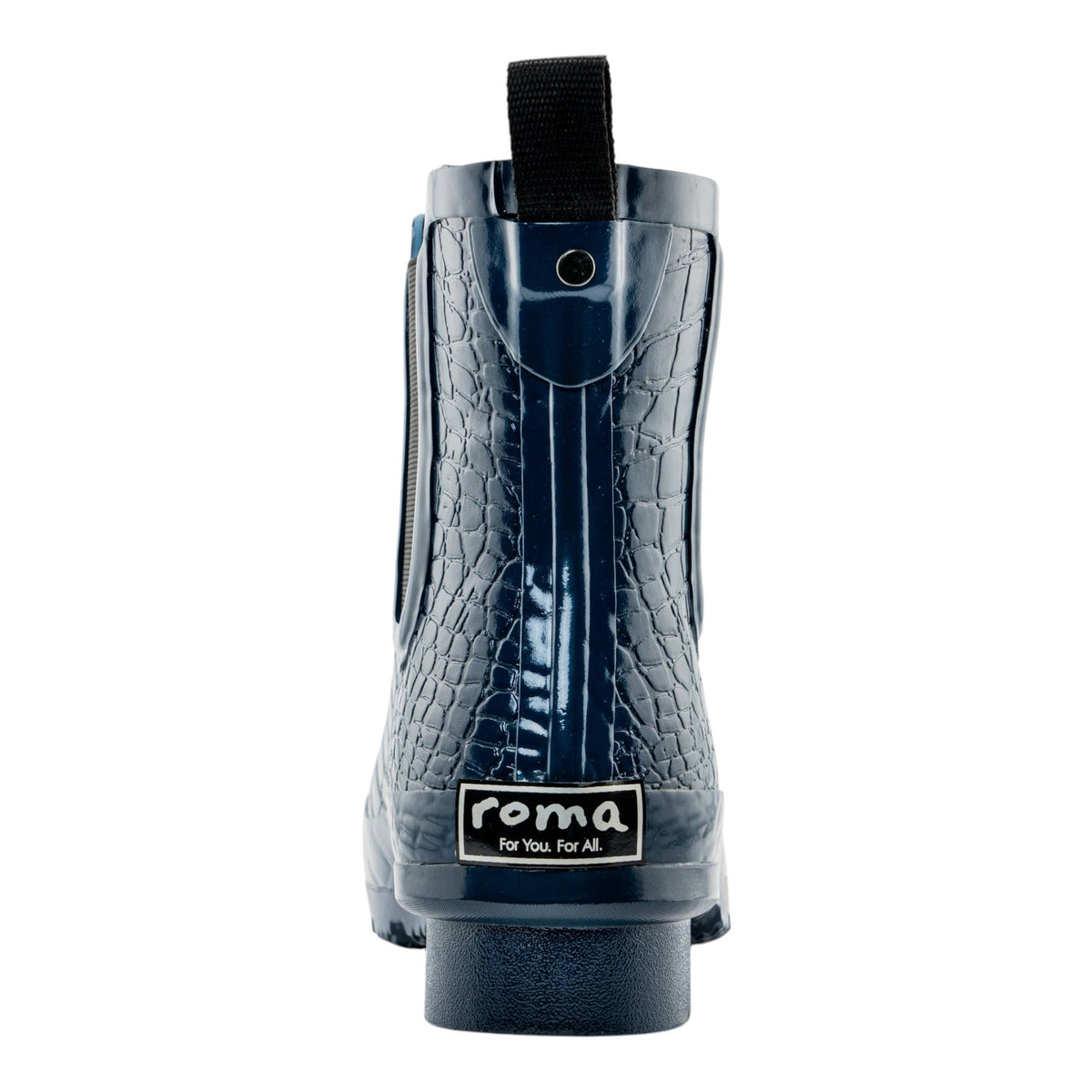 ROMA Boots women's navy Chelsea ankle rain boots with croc emboss texture