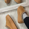CHESTNUT FLUFFY PLATFORM SLIPPERS FAUX FUR LINED ANKLE BOOTS - Cowgirl Charm