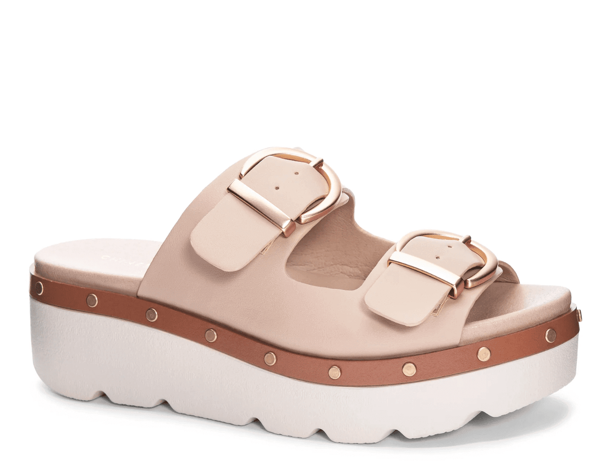 Chinese Laundry Surfs Up sandal featuring strappy design and flat sole, perfect for casual summer wear.