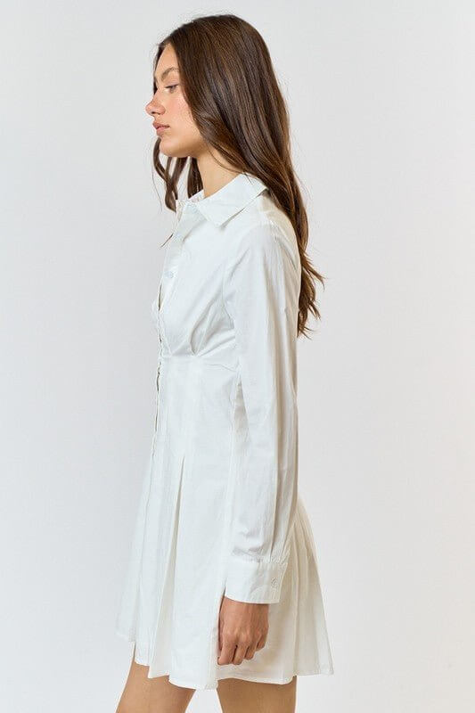 Collared Pintuck Corset Shirt Dress - Cowgirl Charm