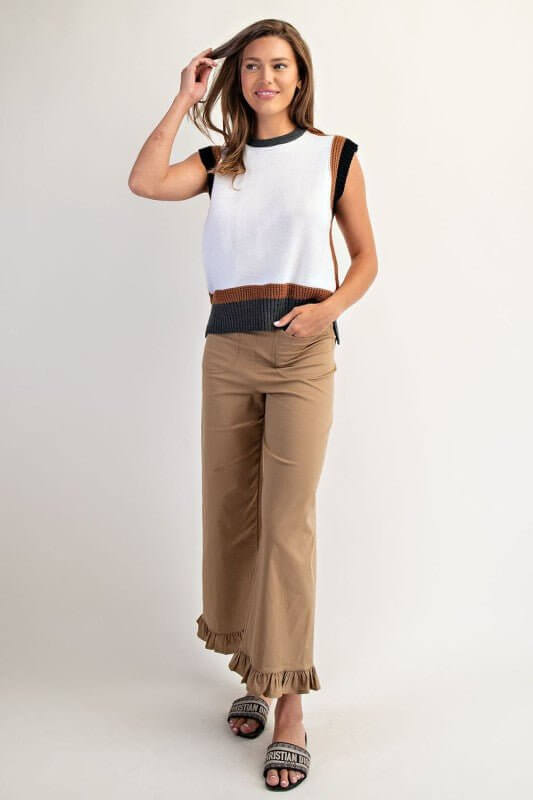 Colorblock Knit Sleeveless Top - Cowgirl Charm