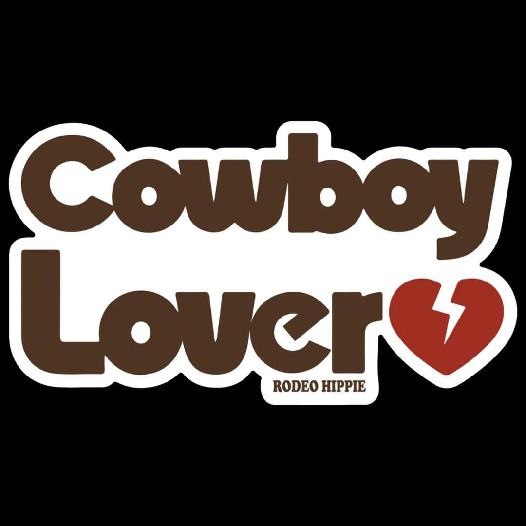 Cowboy Lover sticker from Rodeo Hippie featuring a Western-themed design, perfect for decorating laptops, water bottles, or notebooks.