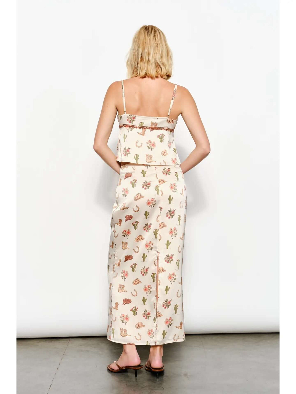 Pretty Garbage cowboy print cami top featuring a stylish cowboy design, sleeveless tank top with a relaxed fit.