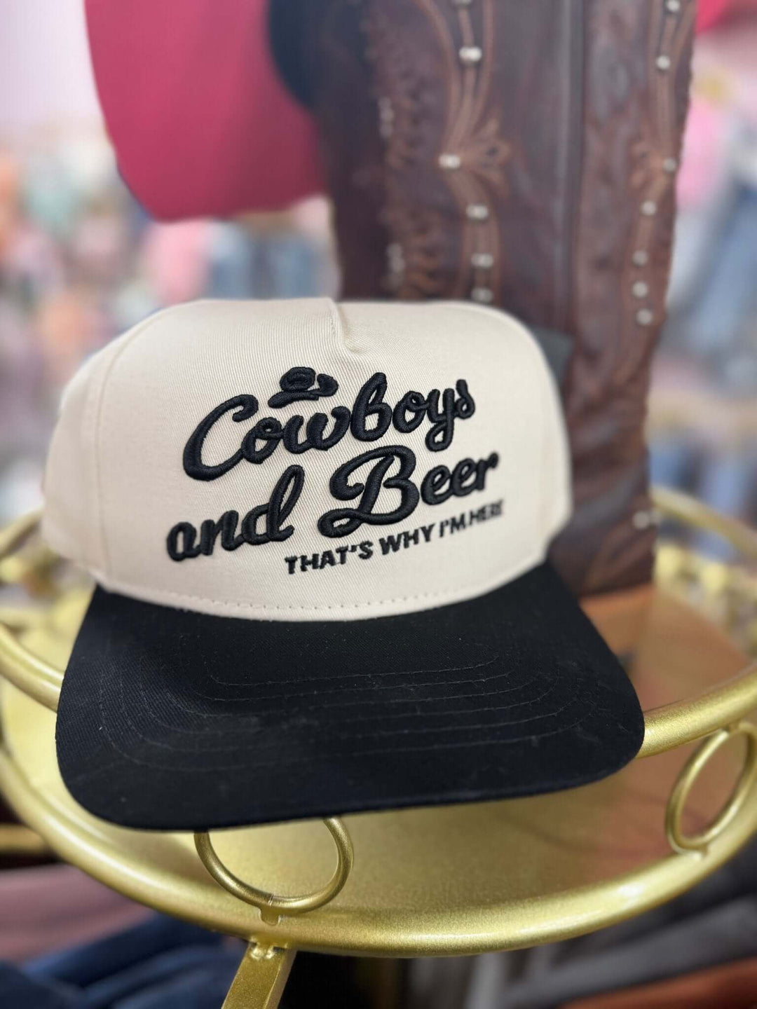 Cowboys and Beer Embroidered Trucker Cap - Cowgirl Charm