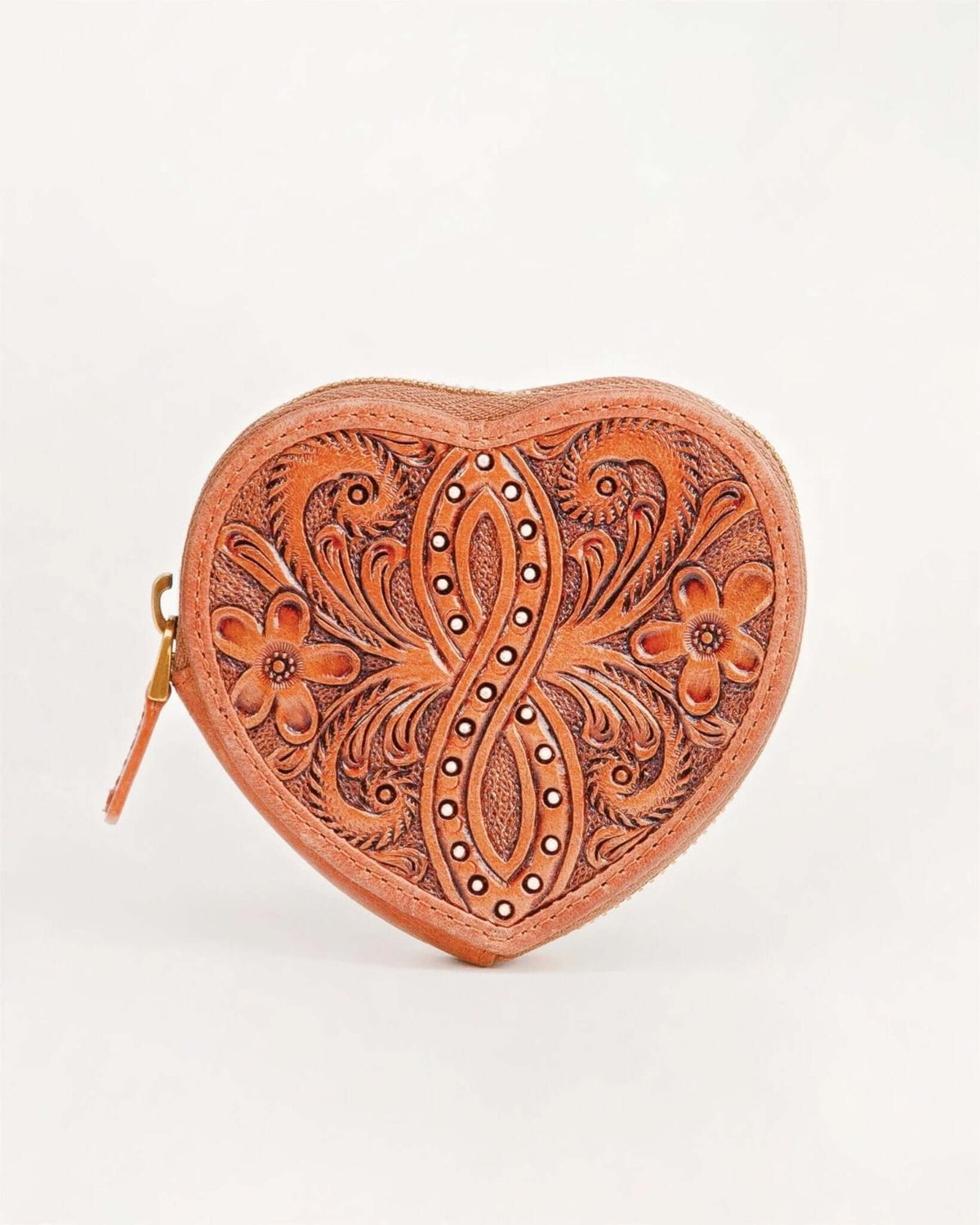 Loyal West Cupid Coin Pouch featuring a heart-shaped design with a zipper closure, perfect for holding coins and small essentials.