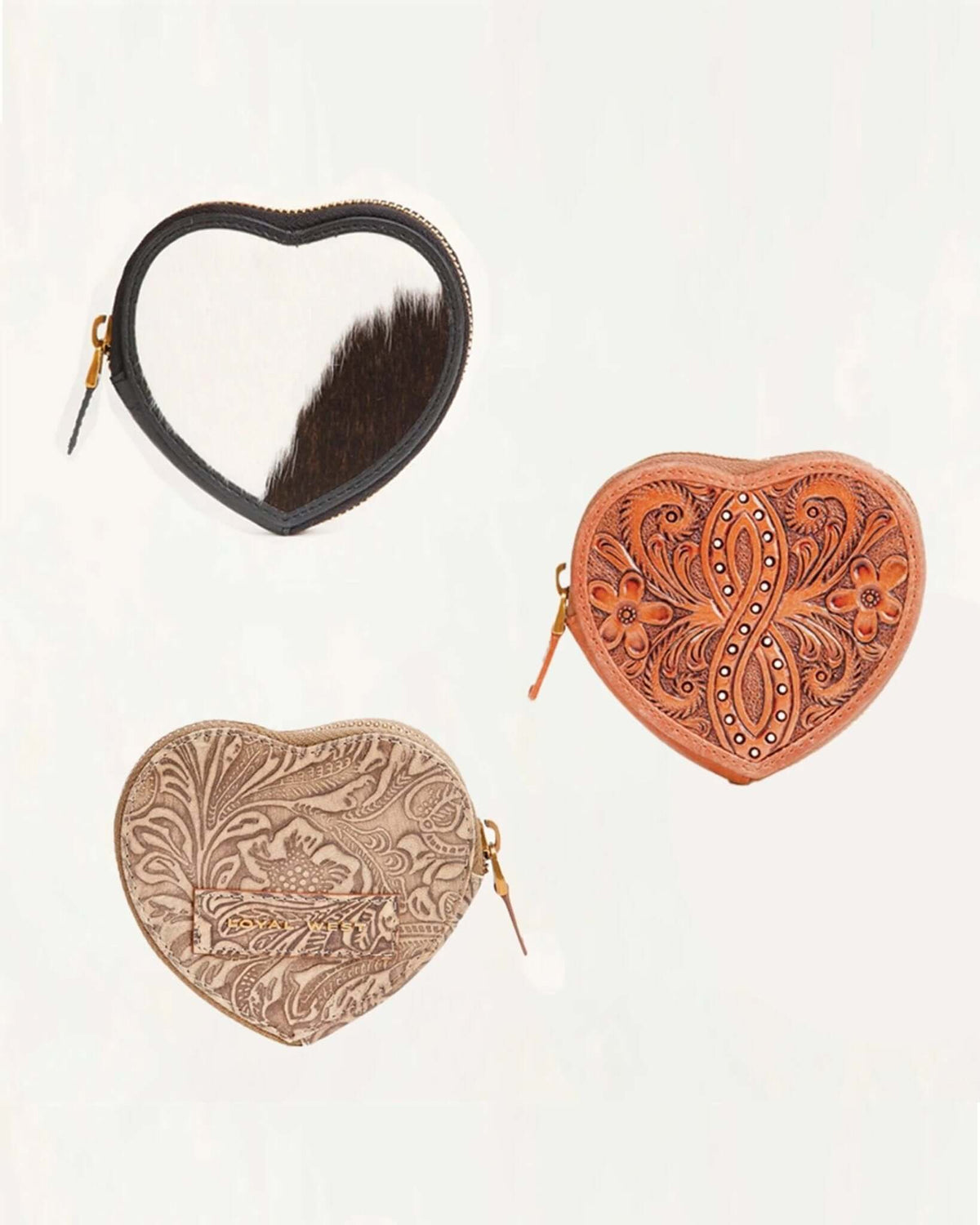 Loyal West Cupid Coin Pouch featuring a heart-shaped design, made of soft material, perfect for storing coins and small items.