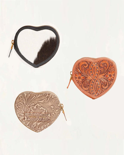 Loyal West Cupid Coin Pouch featuring a heart-shaped design, made of soft material, perfect for storing coins and small items.