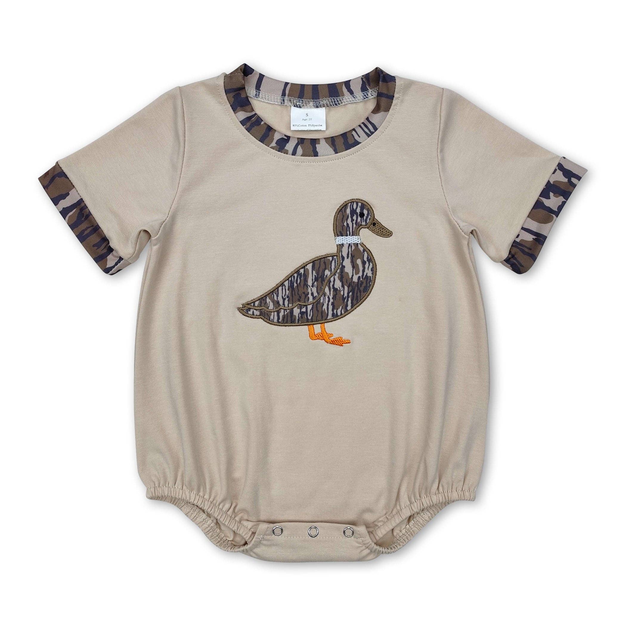 Bottomland camo short sleeves duck baby boy romper