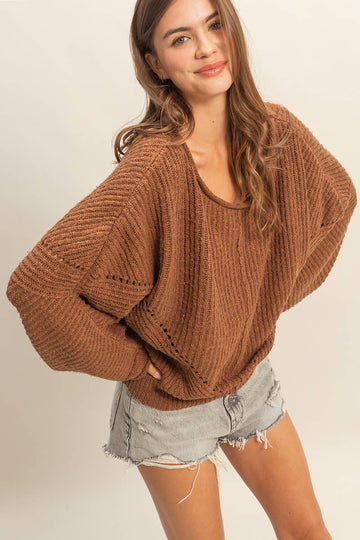 Ribbed Drop Sleeve Sweater