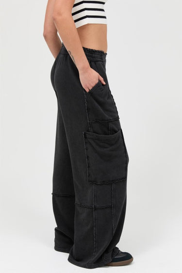Hyfve Mineral Wash Wide Leg Cargo Pants
