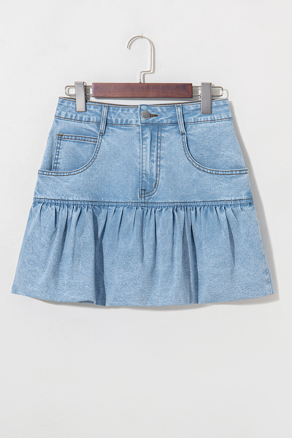 Myosotis Bubble Hem Denim Mini Skirt
