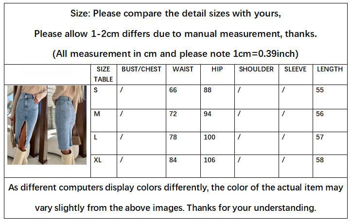 Solid Color Denim Split Skirt