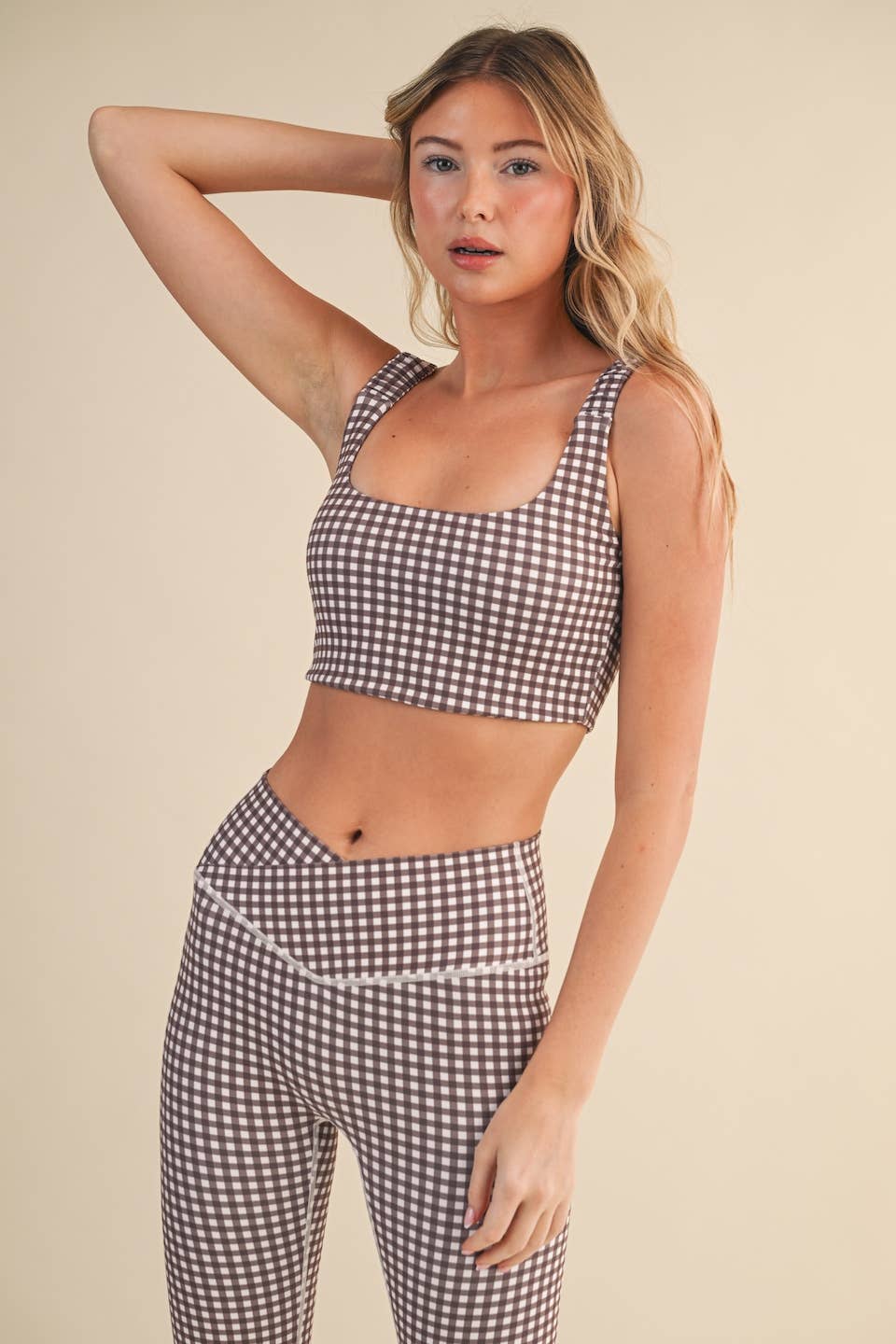 Gingham Print Ruched Bra Top