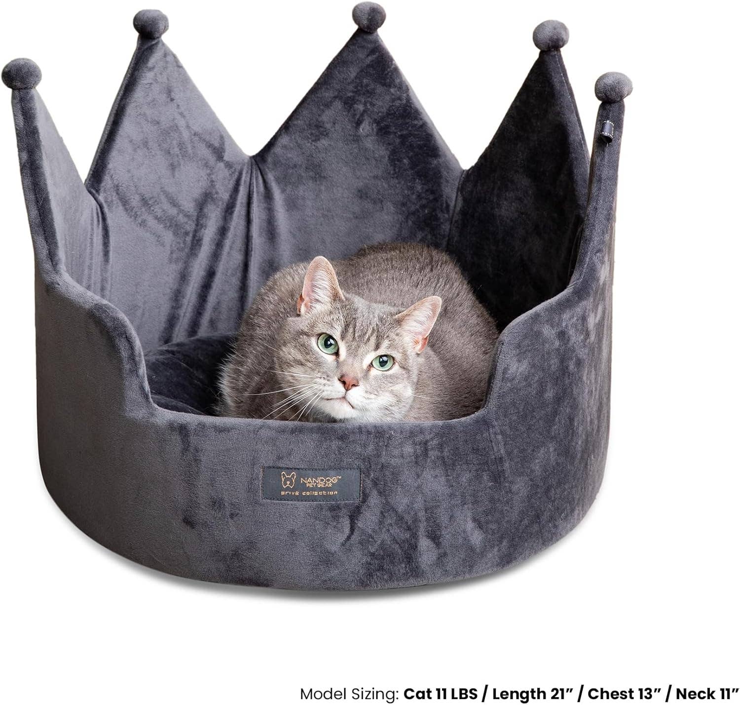 NANDOG Prive Collection Large Crown Bed (D. GRAY)