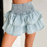 Denim Pleated Mini Skirt - Cowgirl Charm