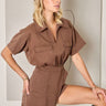 Denim Romper W/ Flap Pockets &wrap Front Detail - Cowgirl Charm