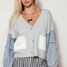 Denim Sleeve Knit Cardigan Casual Sweater Top - Cowgirl Charm