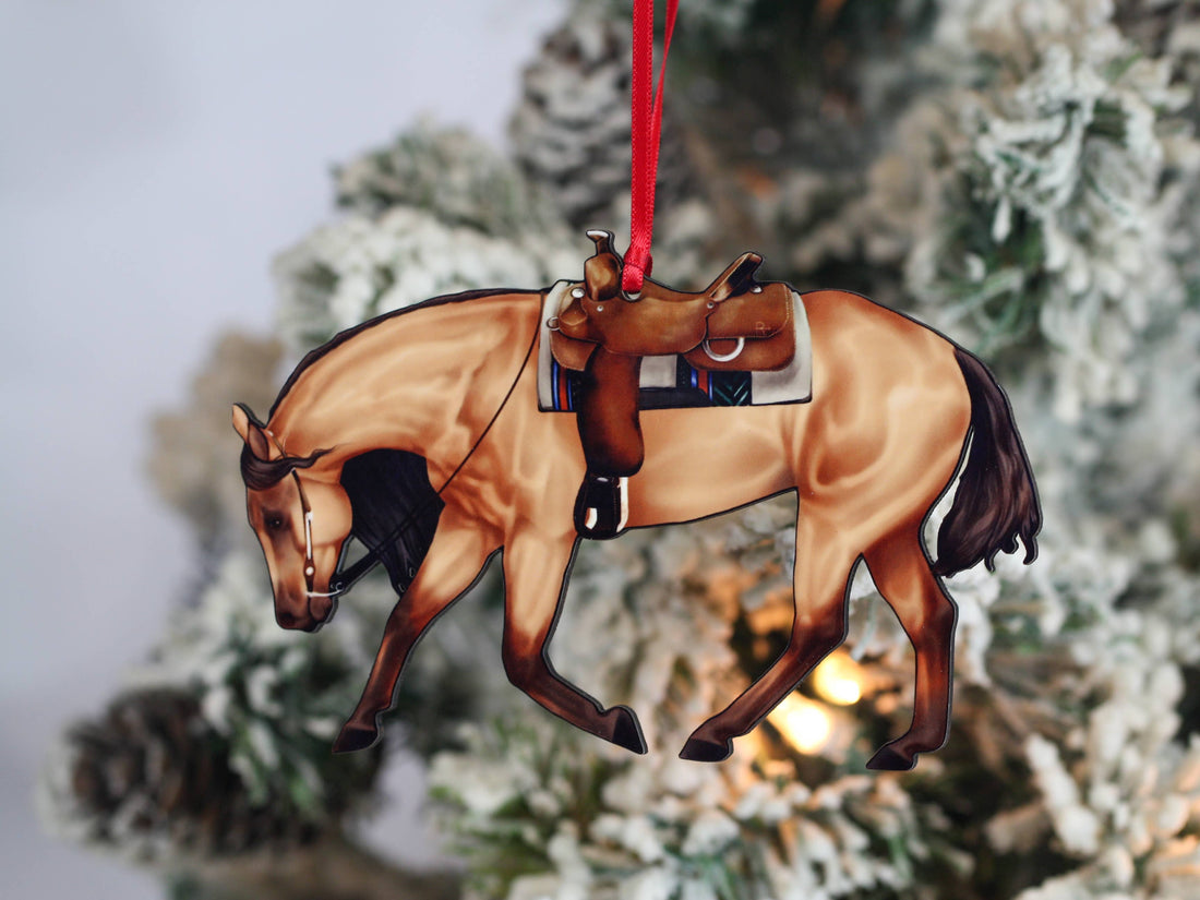 Red Dun Western Riding Ranch Horse Decor Christmas Ornament