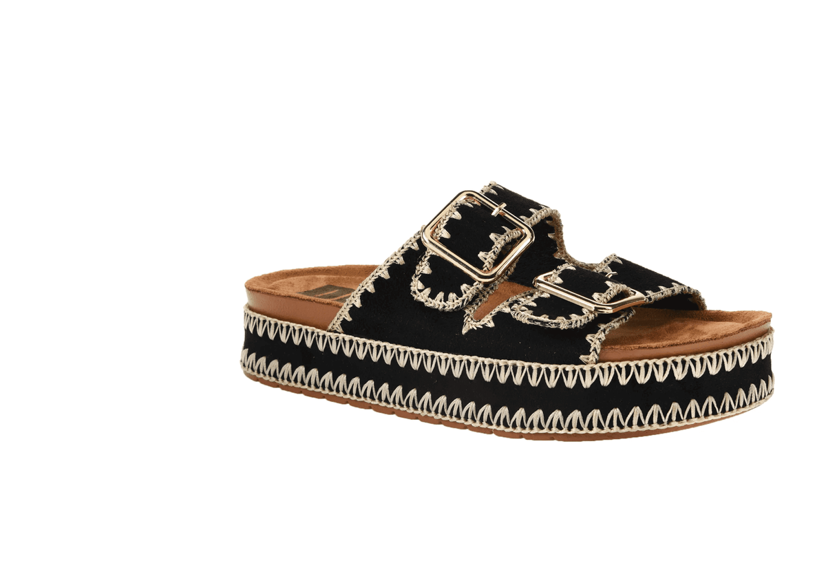 Dirty Laundry Cubana sandal showing tan leather straps and flat sole, casual footwear for summer wear.