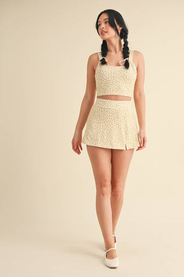 Ditsy Print Twist Back Crop Tank - Cowgirl Charm