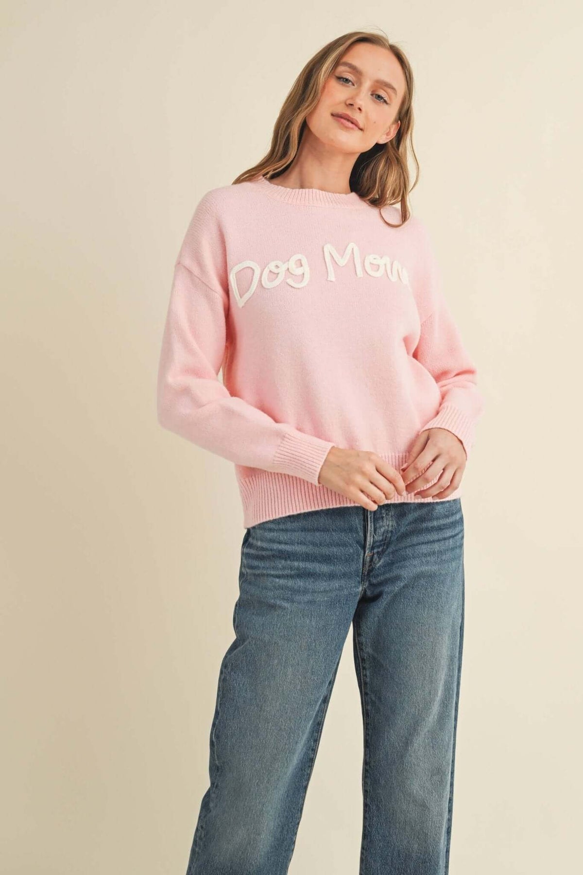 Dog Mom sweater by Cloud Ten featuring a cozy knit design, perfect for dog lovers and casual wear.