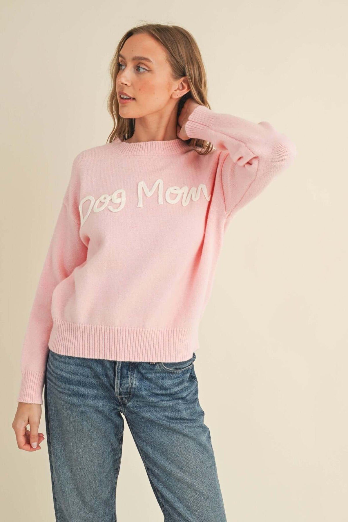 Gray Dog Mom sweater by Cloud Ten featuring a cozy knit design, perfect for dog lovers and casual wear.