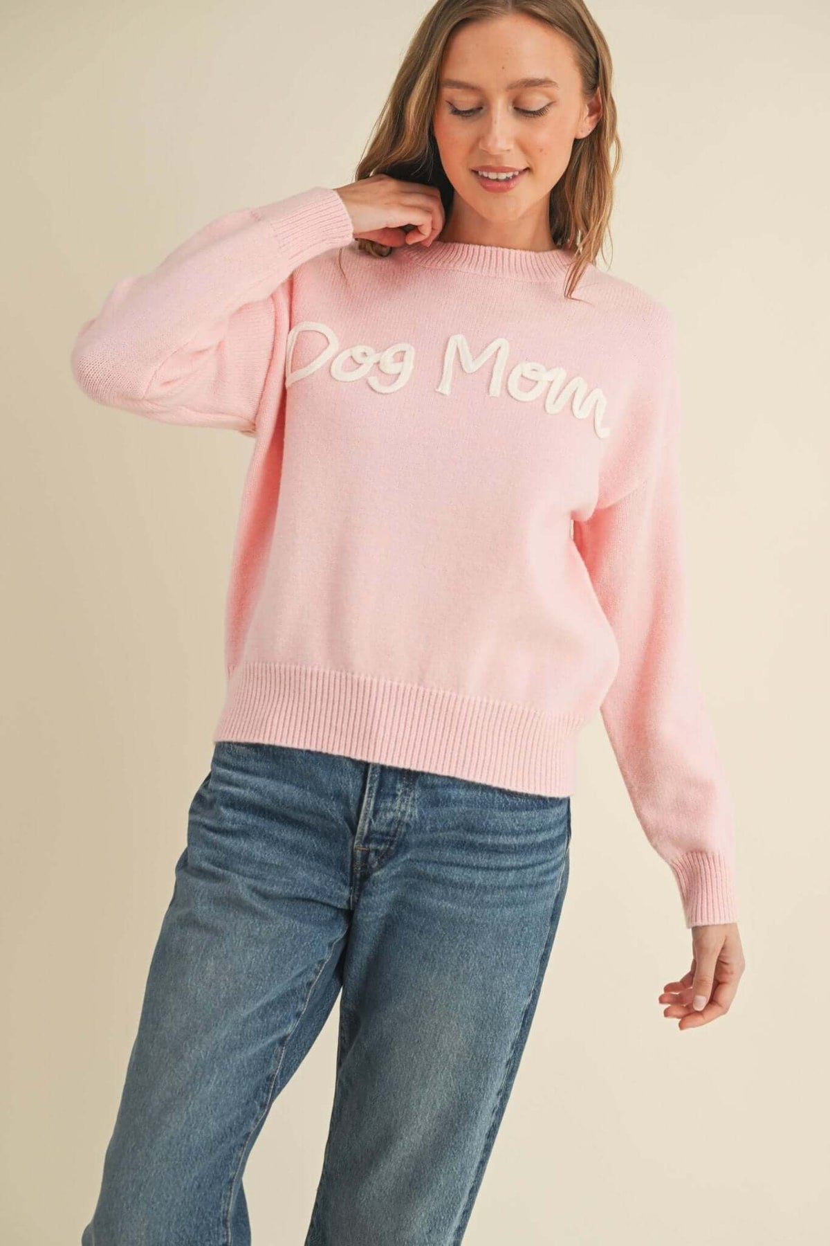 Dog Mom Sweater by Cloud Ten, cozy knit sweater featuring a dog-themed design, perfect for dog lovers and casual wear.