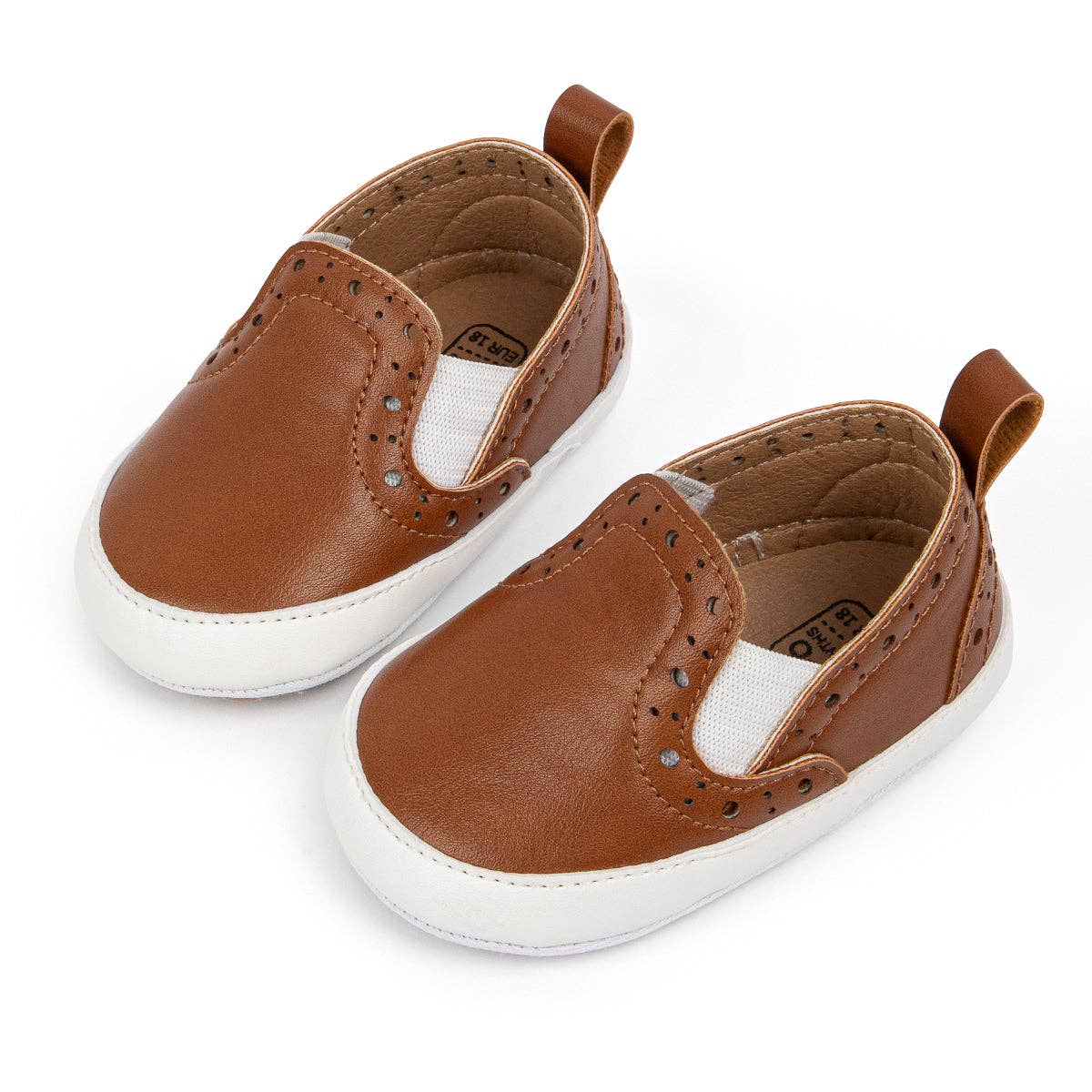 Brown Pleather slide of baby shoes