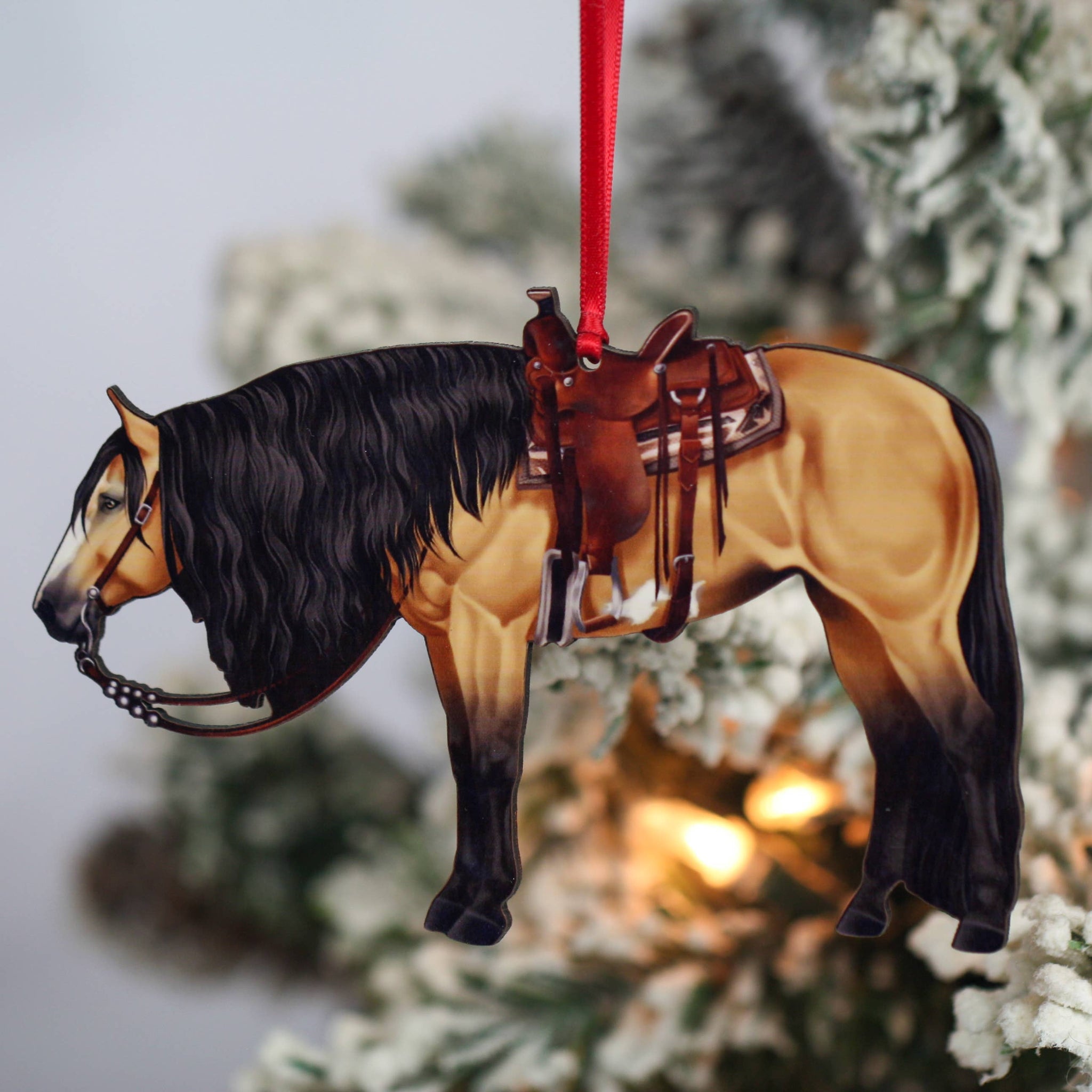Buckskin Western Horse Ornament - Paint Horse Christmas